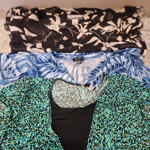 Jones New York Floral and Abstract Tops in Black, Blue, and Green